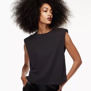 Aritzia Babaton Shoulder Pad Tank | black | xs